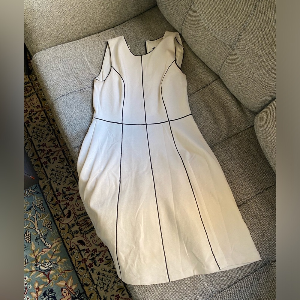 Ann Taylor Cream Dress with Black Piping